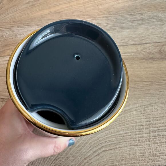 Starbucks 2015 Abstract Mermaid Face 10oz Ceramic Tumbler with lid - Picture 2 of 9